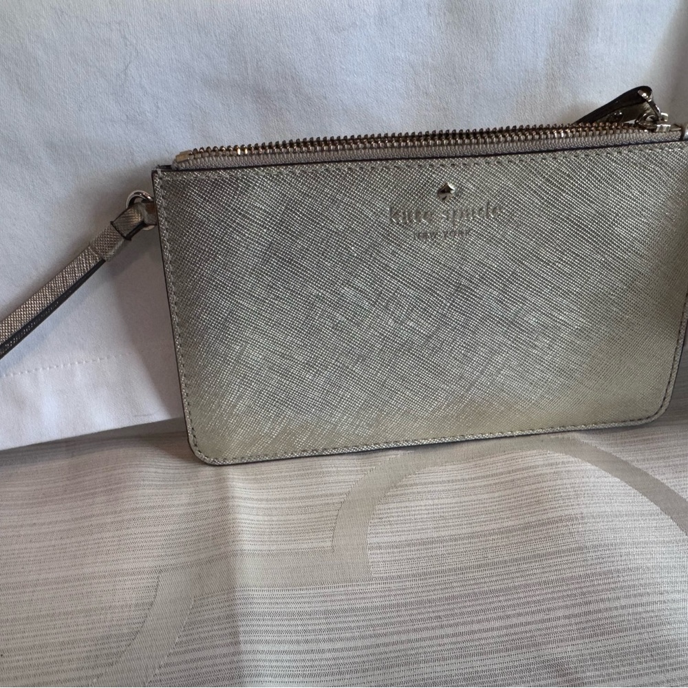 kate spade Metallic Gold Textured Wristlet Clutch